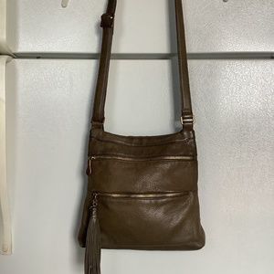 Hobo crossbody bag khaki green leather